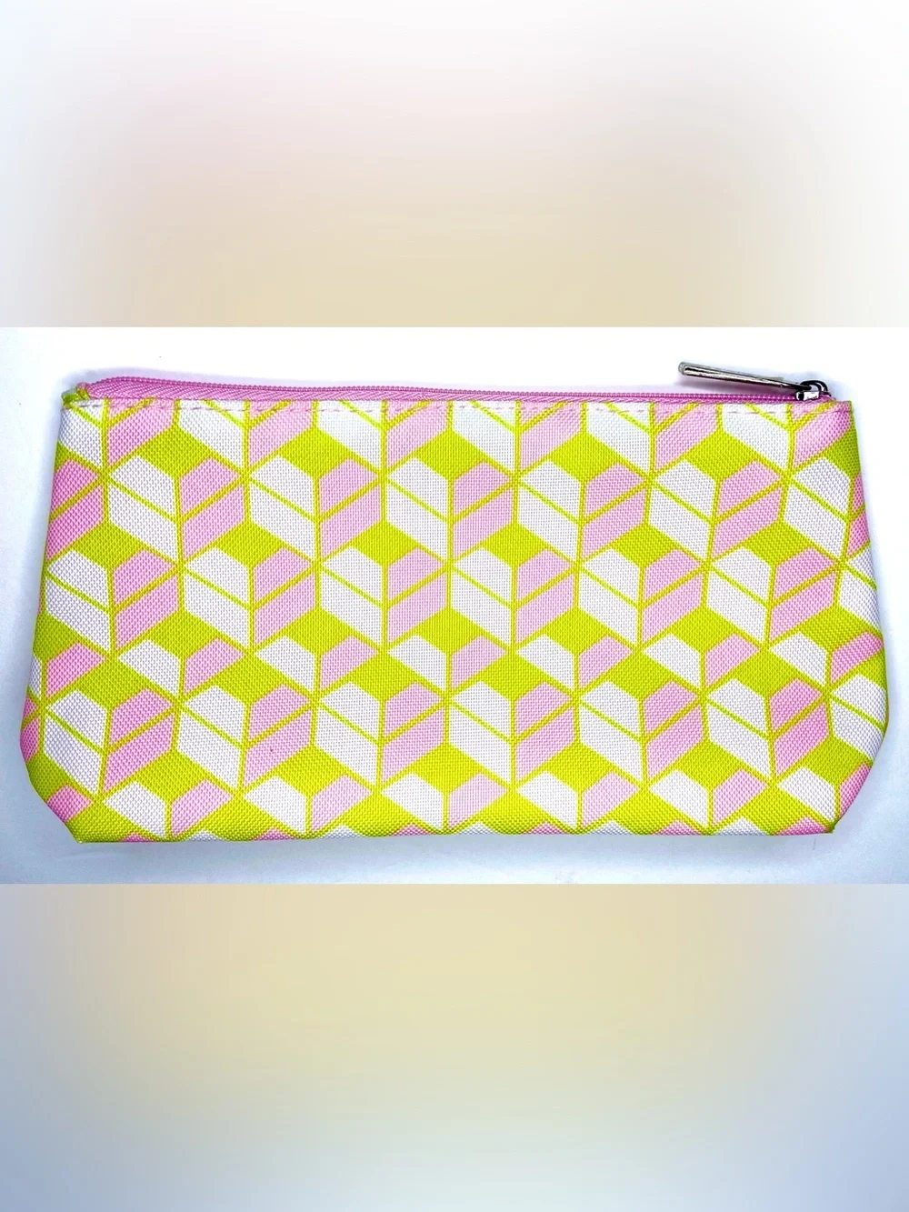 Clinique Pink Lime Geometric Zip Cosmetic Pouch